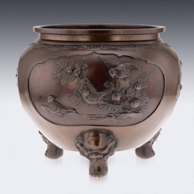 Large Antique Japanese Meiji Bronze Mythological Planter, 19th Century For Sale - Image 3 of 18