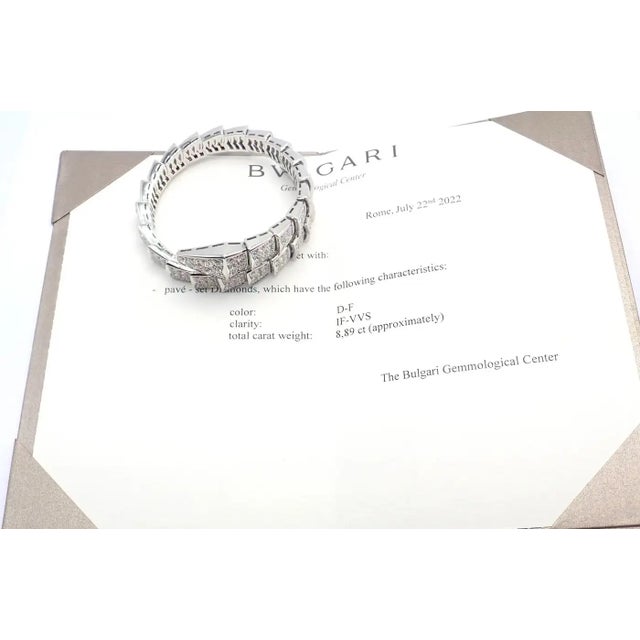 Bulgari Serpenti Viper White Gold Diamond Bangle Bracelet For Sale - Image 11 of 14