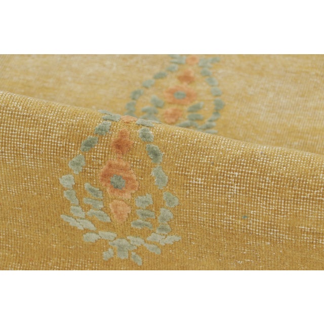 Contemporary Block Print Floral Natural Silk Runner by Rug & Kilim, India For Sale In New York - Image 6 of 9