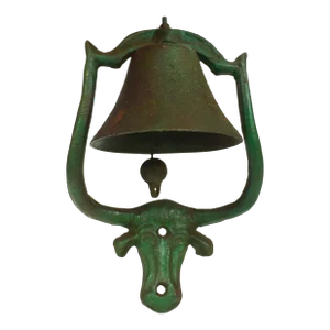 Late 20th Century Large Heavy Cast Iron Longhorn Steer Bull Head Wall Mounting Bell