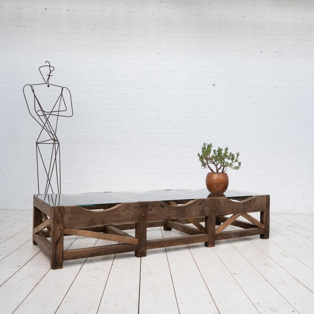 Glass Large Primitive Coffee Table, 1900s For Sale - Image 7 of 10