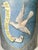 Fabulous large vintage French zinc bucket featuring an applied paper decorative image of a flying dove holding a banner on...