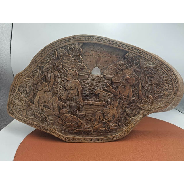 Vintage Carved Bas-Relief Double-Sided Story Board, Palau, 1950s For Sale - Image 12 of 12