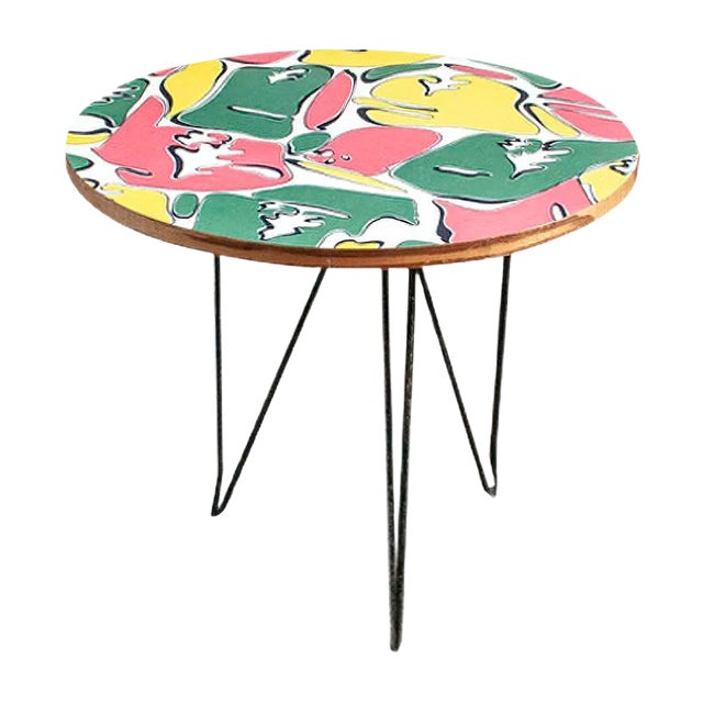 Coffee Table with Colored Wood and Legs in Metal, Italy, 1950s For Sale