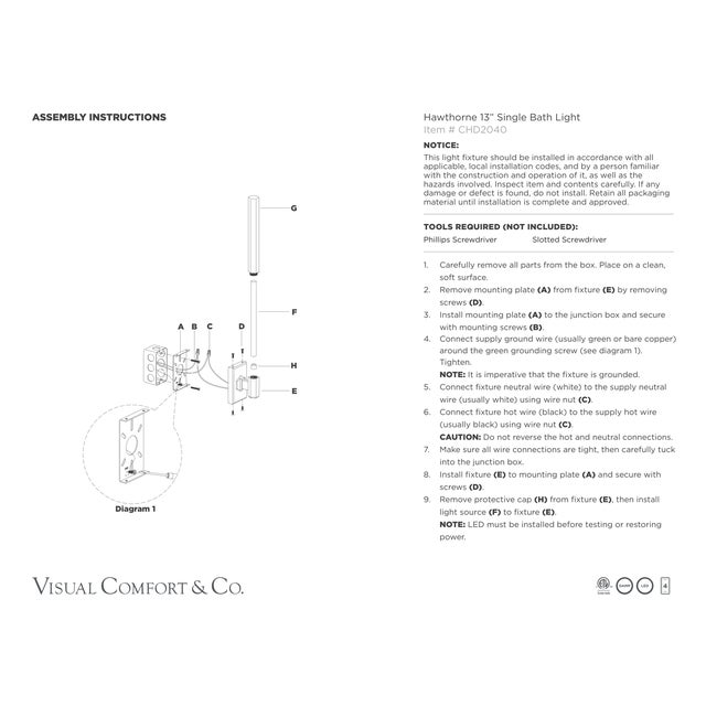 Chapman & Myers for Visual Comfort Signature Hawthorne 13" Single Bath Light in Polished Nickel with White Glass For Sale In Houston - Image 6 of 7
