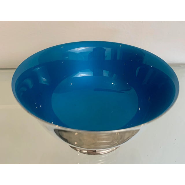 Reed & Barton Vintage Paul Revere Silver Plate Turquoise Bowl For Sale - Image 4 of 8