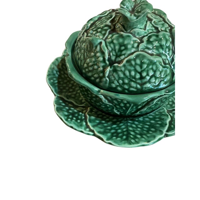 French Early 20th Century Sarreguemines France Cabbage Ware Petite Tureen For Sale - Image 3 of 8