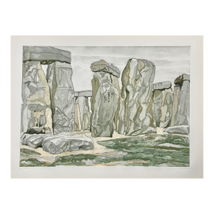 Philip PearlsteinLarge American Modern Stonehenge Landscape Aquatint Etching Philip Pearlstein, 1979