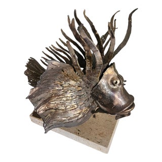 1980s Cut Steel Lionfish Sculpture by Puccio Giachetti For Sale
