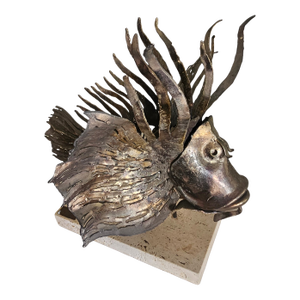 1980s Cut Steel Lionfish Sculpture by Puccio Giachetti
