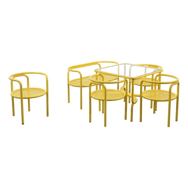 Locus Solus Garden Ensemble in Yellow by Gae Aulenti for Poltranova, 1960s, Set of 6 For Sale