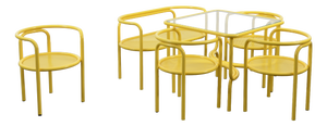 Locus Solus Garden Ensemble in Yellow by Gae Aulenti for Poltranova, 1960s, Set of 6