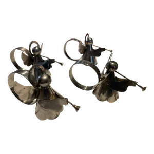 Vintage Silver Plated Christmas Napkin Rings - Set of 4