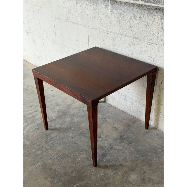 Minimalist Rosewood Square Side Table With Tapered Legs Vintage Mid-Century Modern 1960s For Sale - Image 9 of 10