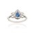 14k White Gold 1.22 Carat Blue Sapphire & Diamond Statement Halo Ring Size 5 For Sale - Image 9 of 16