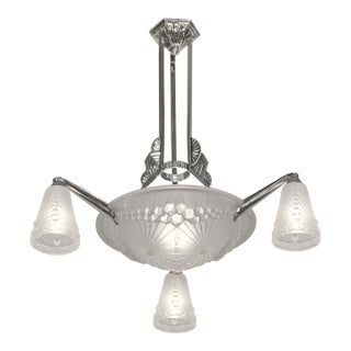 French Art Deco Chandelier by Hettier Et Vincent & Charles Schneider - 1930 France For Sale