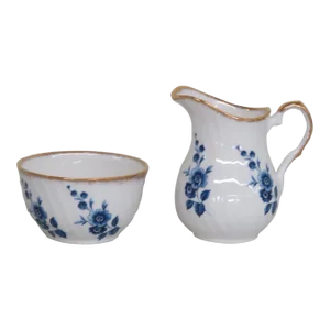 Elizabethan England Bone China Blue Floral Creamer and Sugar Bowl Set