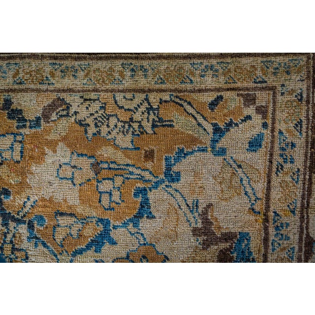 Early 20th Century Antique Persian Meshad Botanic, Blue, Brown Hand Knotted Wool Rug For Sale - Image 5 of 11
