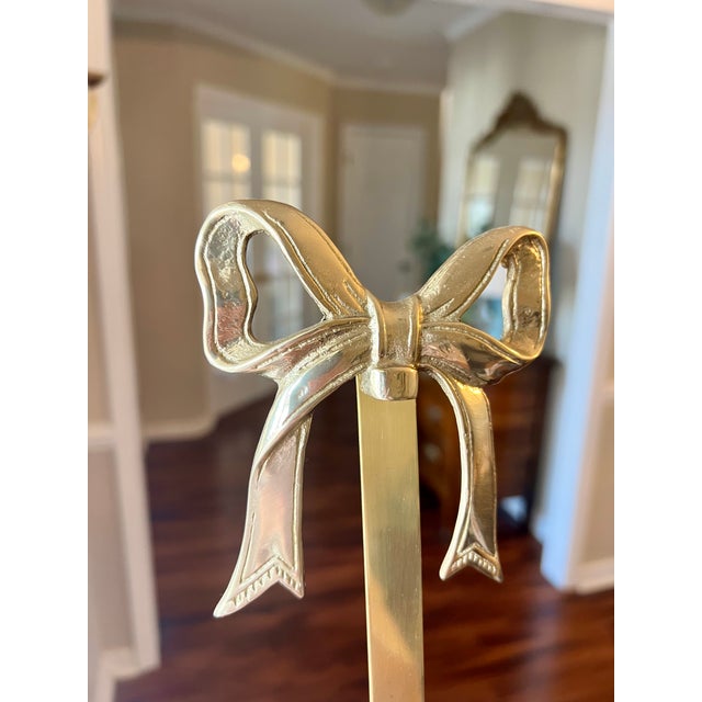 Metal Vintage Brass Bow & Tassel Picture Frame Decoration, 3pc Adjustable Wall Plate Hanger For Sale - Image 7 of 10