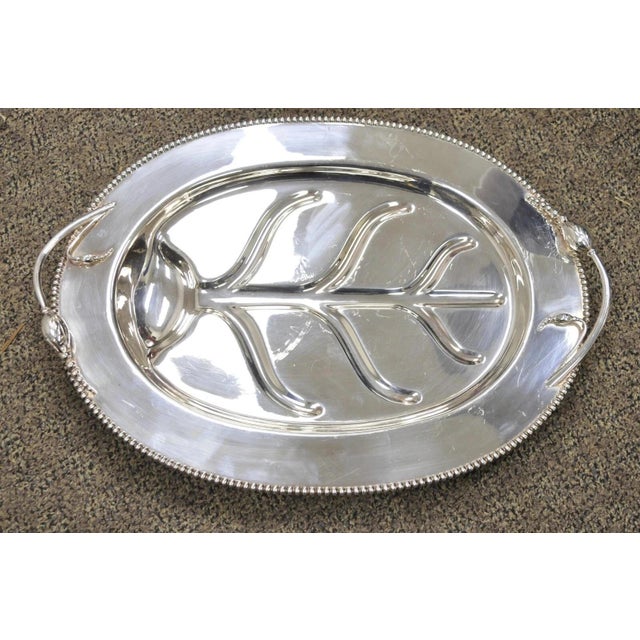 Vintage LBS Co English Art Nouveau Meat Cutlery Silver Plated Serving Platter Tray For Sale - Image 12 of 12