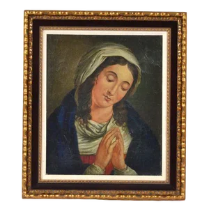 18th / 19th Century Antique "Madonna" Oil on Canvas Painting