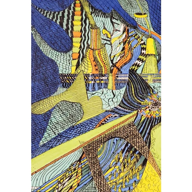 Modern Everett Ball, Dream Tower in the Night, Lithograph Enhanced with Watercolor, 1975 For Sale - Image 3 of 5