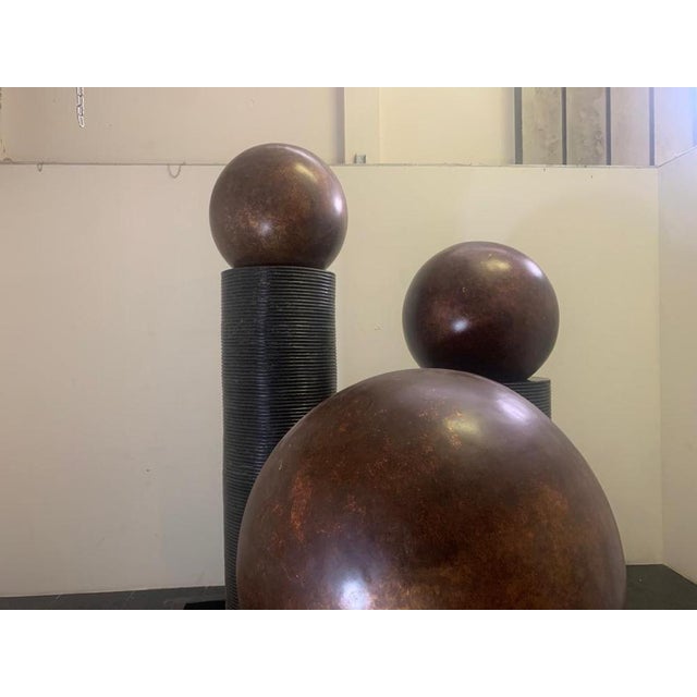 1990s Fiberglass Fountain with Rotating Copper Balls by Ravi Shing, 1990 For Sale - Image 5 of 18
