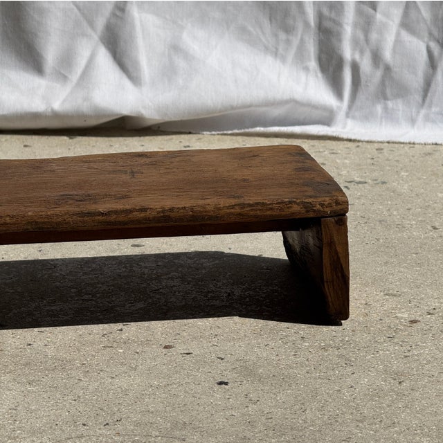 Wood Small Indonesian Teak Bench, 1980s For Sale - Image 7 of 10