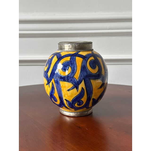 Mid-Century Modern French Signed Artist Hand Painted Ceramic Vase For Sale - Image 3 of 8