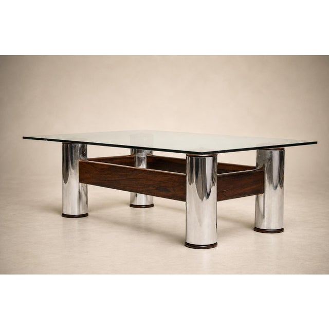 Brazilian Modern “Amelia” Coffee Table in Rosewood & Chrome-Plated Metal by Sergio Rodrigues, Brazil, 1965 For Sale - Image 15 of 17