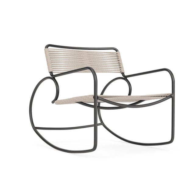 Brown Jordan Walter Lamb Rocking Chair, Textured Pewter frame with Pebble fabric For Sale - Image 13 of 13