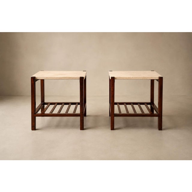 Brazilian Modern Pair of Side Tables in Rosewood & Marble, Brazil, 1960s For Sale - Image 18 of 18