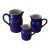 Vintage French Water Pitchers Digoin Grespots # 0, 2 , 4, Cobalt Blue Glaze Farmhouse Set of 3 For Sale