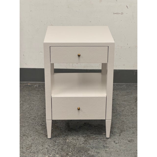 Design Plus Gallery presents the Conrad Nightstand from Made Goods. The nightstand is wrapped in their French Gray faux...