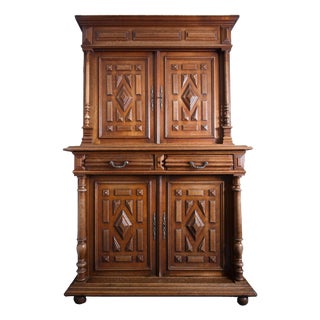 Belgian Neo-Renaissance Oak Cabinet, 1920 For Sale
