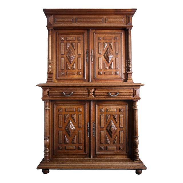 Belgian Neo-Renaissance Oak Cabinet, 1920 For Sale