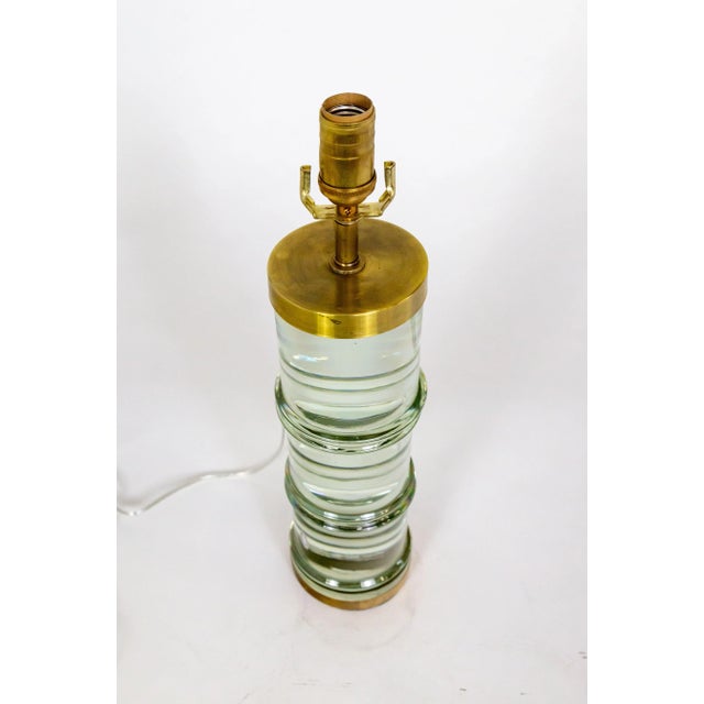 Transparent Mid 20th Century Banded Cylindrical Murano Magnifying Solid Glass Lamp For Sale - Image 8 of 11