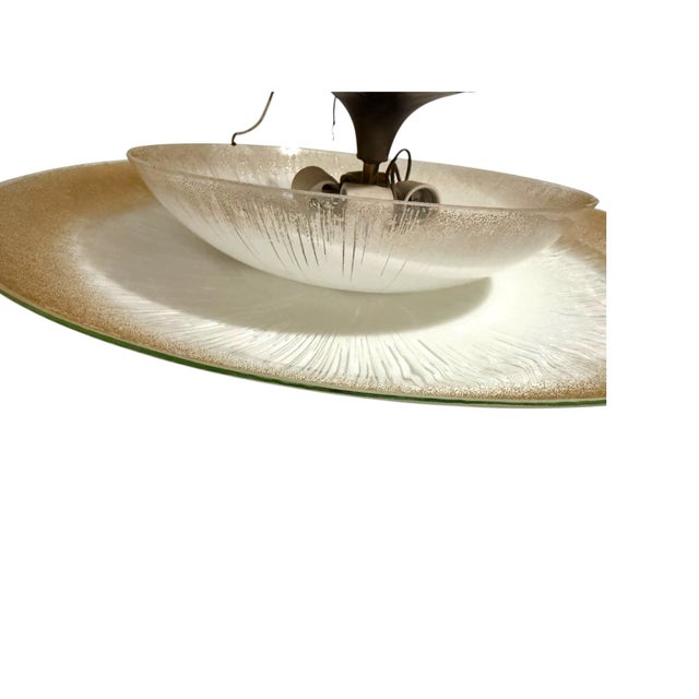 Mid-Century Modern 1950s Lightolier Mid-Century Modern Double Glass Flying Saucer Flush Mount Ceiling Light For Sale - Image 3 of 9