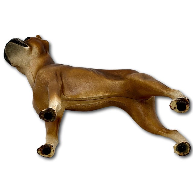 Very Rare & Hard 2 Find Vintage 1930s Hubley Mfg. Co. Cast Iron Standing Boxer Dog Doorstop in Excellent Condition For Sale - Image 16 of 18