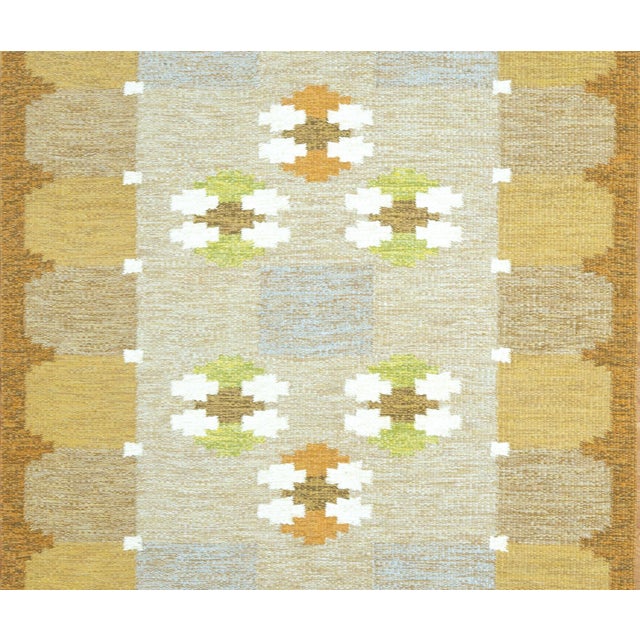 Mid-Century Modern Swedish Flatweave 6.6x4.6 Rollakan Rug,Mid Century,Modern 1960's For Sale - Image 3 of 5