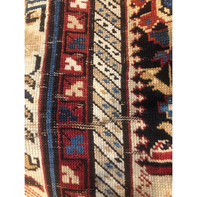 19th-Century Dark Blue & White Boteh and Birds Caucasus Runner Rug, 1890s For Sale - Image 16 of 17