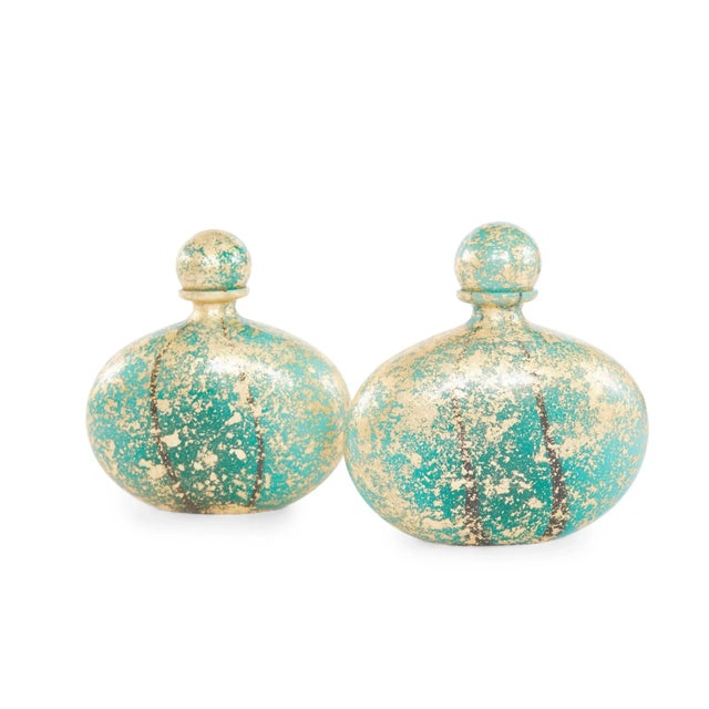 Contemporary 19th Century Murano Glass & Inlaid Gold Decanters - Set of 2 For Sale - Image 3 of 10