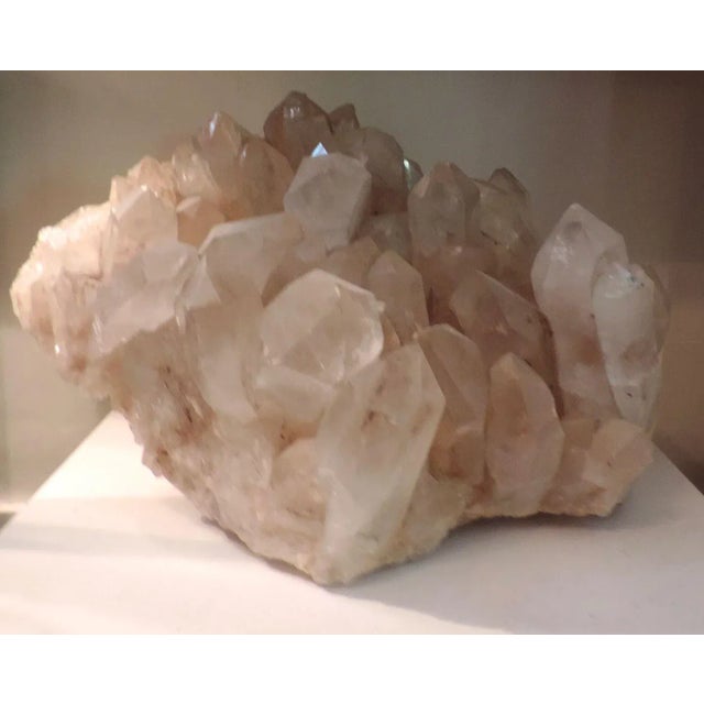 Very large rock crystal specimen. Natural clear and colorless quartz crystal formation. Measures 20" across. Good...