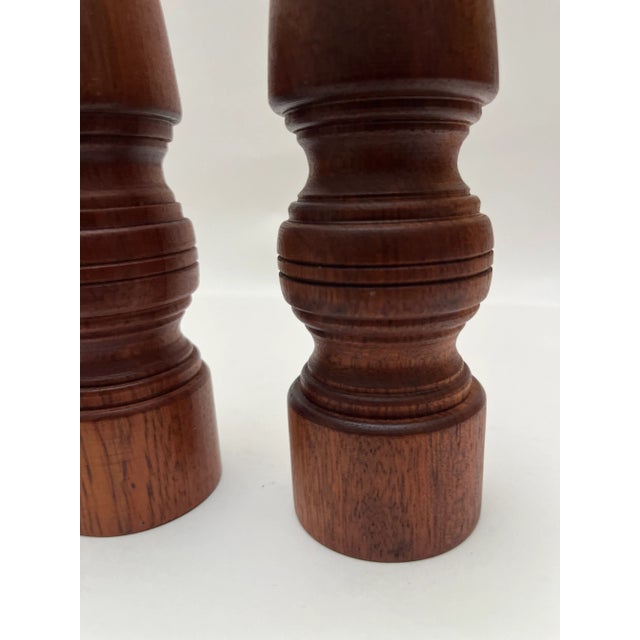 Mid-Century Modern Mid Century Danish Candle Holders in Teak . For Sale - Image 3 of 10