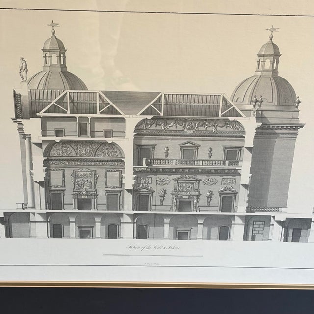 Neoclassical 1980s Classical Architectural Engraving, “Section of the Hall & Salone” For Sale - Image 3 of 11