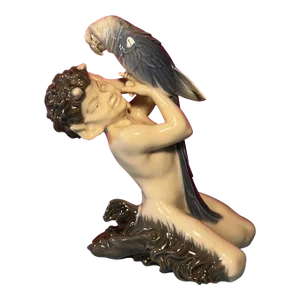 Royal Copenhagen Porcelain Figurine Pan/Faun With a Parrot # 752
