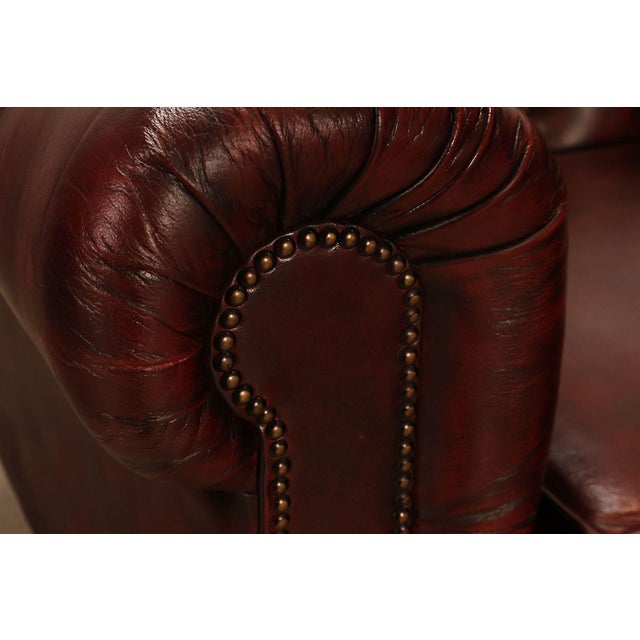 Chesterfield Style Oxford Red Tufted Leather Sofa For Sale - Image 10 of 18