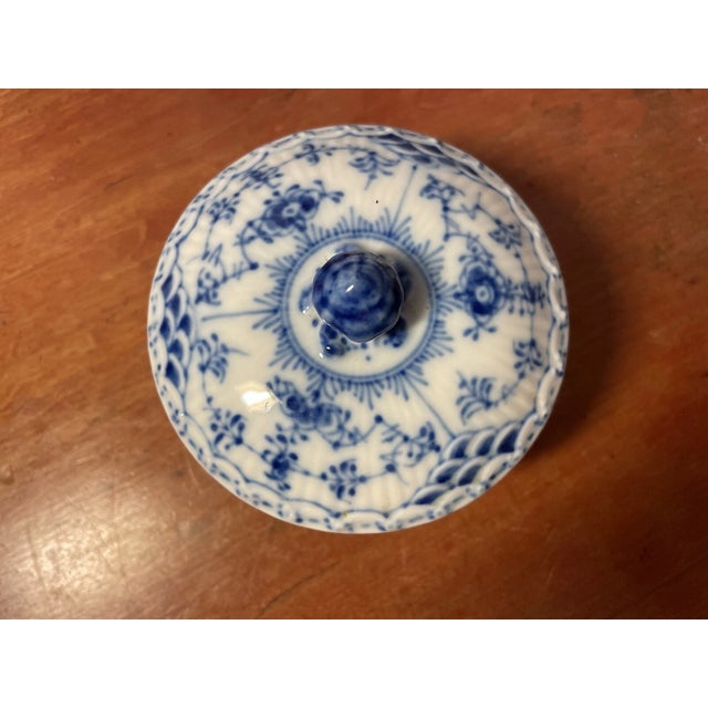 Mid-Century Modern Vintage Royal Copenhagen Blue Fluted Half Lace Sugar Bowl For Sale - Image 3 of 4
