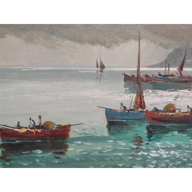 Wood Impressionist Oil 'Boats on the Coast' Italian School For Sale - Image 7 of 12