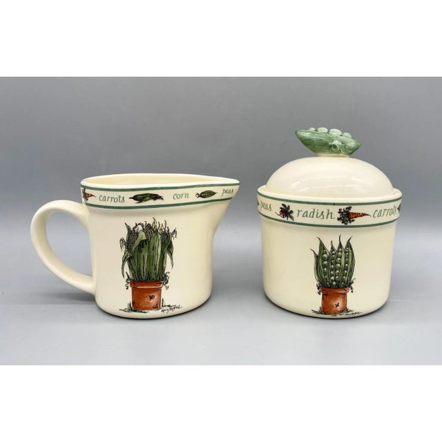 1990's Otagiri Ceramic Vegetable Gardening Sugar and Creamer Set For Sale - Image 13 of 13